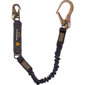 Guardian Arc Flash Shock Absorbing Lanyard, Stretch, Single Leg, Steel Rebar Hook, 6'L