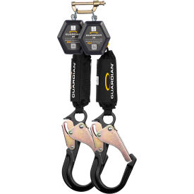 Guardian CR5 Dual Web Personal Self-Retracting Lifeline, Aluminum Rebar Hook, 11'L