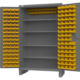 Extra Heavy Duty Bin Cabinet, 144 Bins, All-Welded, 48"W x 24"D x 78"H, Gray