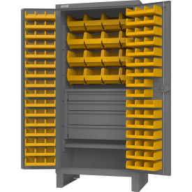 Extra Heavy Duty Bin Cabinet, 110 Bins, All-Welded, 36"W x 24"D x 78"H, Gray