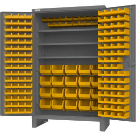 Extra Heavy Duty Bin Cabinet, 164 Bins, All-Welded, 48"W x 24"D x 78"H, Gray
