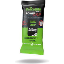 Crocodile Cloth PowerSCRUB Dual Surface Heavy Duty Wipes, 15" x 10", White, 10 Wipes/Pack