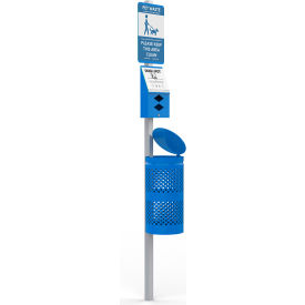 Complete Pet Station with 400 Rolled Bags, Aluminium, Blue