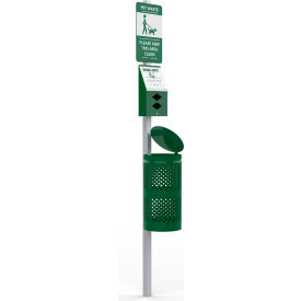 Complete Pet Station with 400 Rolled Bags, Aluminium, Green