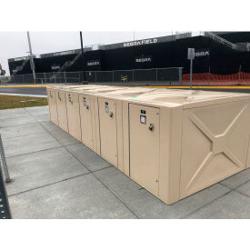 352 Modular Bike Storage Locker, T-Handle, 2 Bike Cap., 40"W x 74-1/4"D x 49"H, Tan