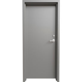 Prehung Knock Down Frame Commercial Door Kit, Cyl Lock & Deadbolt, Left Hand, 36"Wx84"H