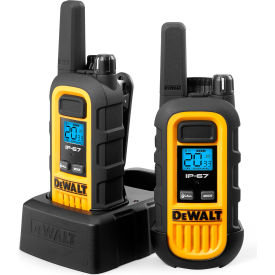 Heavy-Duty Jobsite FRS Walkie Talkie, Analog, 1 Watt, 22 Channels, Yellow/Black, 2/Pack