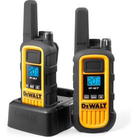 Heavy-Duty Jobsite FRS Walkie Talkie, Analog, 2 Watt, 22 Channels, Yellow/Black, 2/Pack