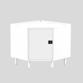 36 x 36 Corner Workbench, Left Hinge, Steel Square Edge, White