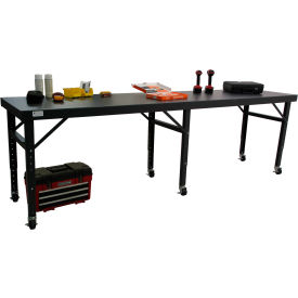 Mobile Adjustable Height Workbench, 120 x 48", Steel Square Edge