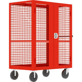 Wire Security Cart with Adjustable Shelf, 51"L x 30"W x 66"H, 2000 lb. Cap., Red
