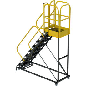 8 Step Extra Heavy Duty Rolling Safety Ladder, Perforated, 1000 lb. Capacity
