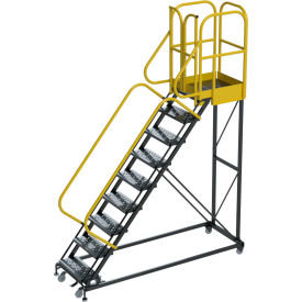 ProLine 9 Step Extra Heavy Duty Rolling Safety Ladder, Perforated, 1000 lb. Capacity