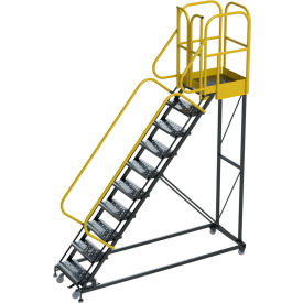 10 Step Extra Heavy Duty Rolling Safety Ladder, Perforated, 1000 lb. Capacity
