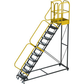 11 Step Extra Heavy Duty Rolling Safety Ladder, Perforated, 1000 lb. Capacity