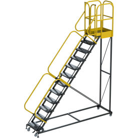 12 Step Extra Heavy Duty Rolling Safety Ladder, Perforated, 1000 lb. Capacity