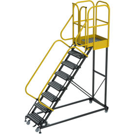 ProLine 8 Step Extra Heavy Duty Rolling Safety Ladder, Serrated, 1000 lb. Capacity
