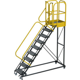 9 Step Extra Heavy Duty Rolling Safety Ladder, Serrated, 1000 lb. Capacity