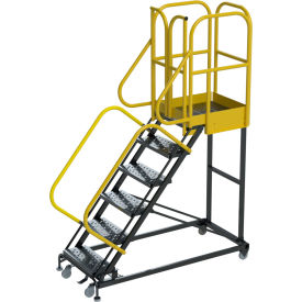6 Step Extra Heavy Duty Rolling Safety Ladder, Perforated, 1000 lb. Capacity
