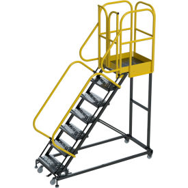 ProLine 7 Step Extra Heavy Duty Rolling Safety Ladder, Perforated, 1000 lb. Capacity