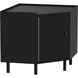 36 x 36 Corner Workbench, Left Hinge, Square Tube Leg, Steel Square Edge, Black