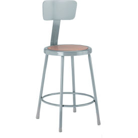 Apprentice Shop Stool with Backrest, 18"H, Hardboard Seat, Gray