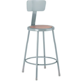Apprentice Shop Stool with Backrest, 24"H, Hardboard Seat, Gray
