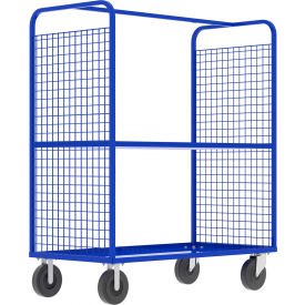 2-Sided Stock Picking Cage Cart, 1 Adjustable Shelf, 57"L x 30"W, 1600 lb. Capacity, Blue