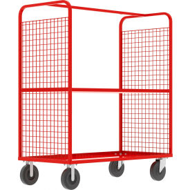 2-Sided Stock Picking Cage Cart, 1 Adj. Shelf, 57"L x 30"W, 1600 lb. Cap., Red