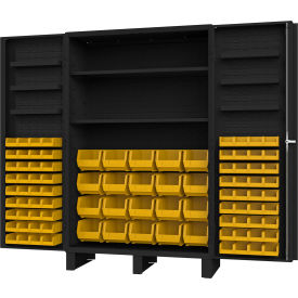 Heavy Duty Bin Storage Cabinet, 84 Bins, All-Welded, 48"W x 24"D x 78"H, Gray