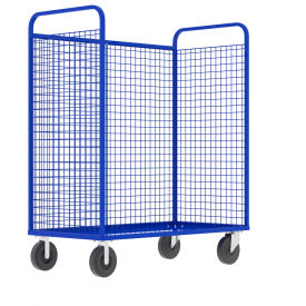 3-Sided Stock Picking Cage Cart, 57"L x 30"W, 1600 lb. Capacity, Blue