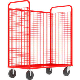3-Sided Stock Picking Cage Cart, 57"L x 30"W, 1600 lb. Capacity, Red
