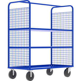 2-Sided Stock Picking Cage Cart, 2 Adj. Shelves, 57"L x 30"W, 1600 lb. Cap., Blue