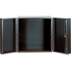 Deep Door Storage Bin Cabinet, 74 Bins, All-Welded, 36"W x 24"D x 36"H, Gray