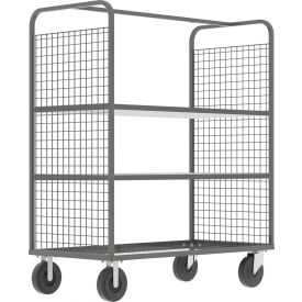 2-Sided Stock Picking Cage Cart, 2 Adj. Shelves, 57"L x 30"W, 1600 lb. Cap., Gray