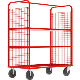 2-Sided Stock Picking Cage Cart, 2 Adj. Shelves, 57"L x 30"W, 1600 lb. Cap., Red