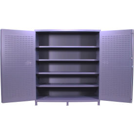 Flush Door Storage Bin Cabinet, All-Welded, 72"W x 24"D x 84"H, Gray