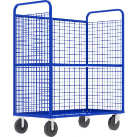 3-Sided Stock Picking Cage Cart, 1 Adj. Shelf, 57"L x 30"W, 1600 lb. Cap., Blue