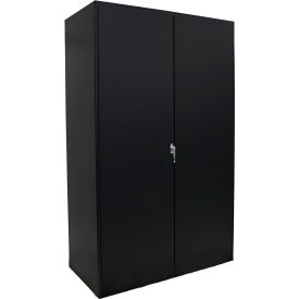 Flush Door Deluxe Storage Bin Cabinet, All-Welded, 48"W x 24"D x 78"H, Black