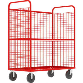 3-Sided Stock Picking Cage Cart, 1 Adj. Shelf, 57"L x 30"W, 1600 lb. Cap., Red