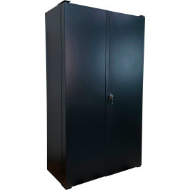 Deep Door Deluxe Storage Bin Cabinet, 24 Bins, All-Welded, 48"W x 24"D x 78"H, Black