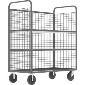 3-Sided Stock Picking Cage Cart, 2 Adj. Shelves, 57"L x 30"W, 1600 lb. Cap., Gray