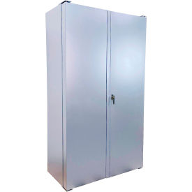 Deep Door Deluxe Storage Bin Cabinet, 24 Bins, All-Welded, 48"W x 24"D x 78"H, Silver