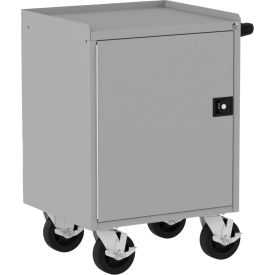 Mobile Workbench with 2 Shelves & 1 Door, 28"W x 21"D, Silver/Black