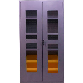 Clear-View Storage Bin Cabinet, 6 Bins, All-Welded, 36"W x 24"D x 78"H, Gray