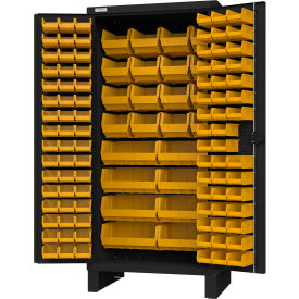 Heavy Duty Bin Storage Cabinet, 120 Bins, All-Welded, 36"W x 24"D x 78"H, Gray