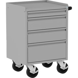 Mobile Workbench with 4 Drawers, 28"W x 21"D, Silver/Black