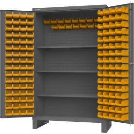 Heavy Duty Bin Storage Cabinet, 144 Bins, All-Welded, 48"W x 24"D x 78"H, Gray