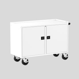 Mobile Workbench with 4 Shelves & 2 Doors, 52"W x 21"D, White