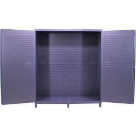 Flush Door Storage Bin Cabinet, Fully Louvered, All-Welded, 72"W x 24"D x 84"H, Gray